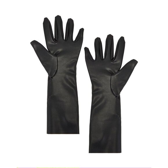 Norma Kamali Short Gloves in Black Xs Small New Womens Vegan Faux Leather - Picture 3 of 10
